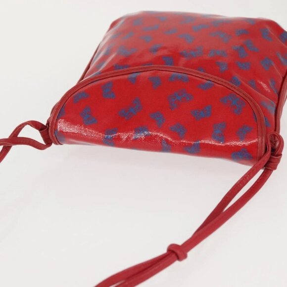 BOTTEGA VENETA Butterfly Shoulder Bag PVC Canvas Red Gold Auth 143758 - Picture 5 of 16